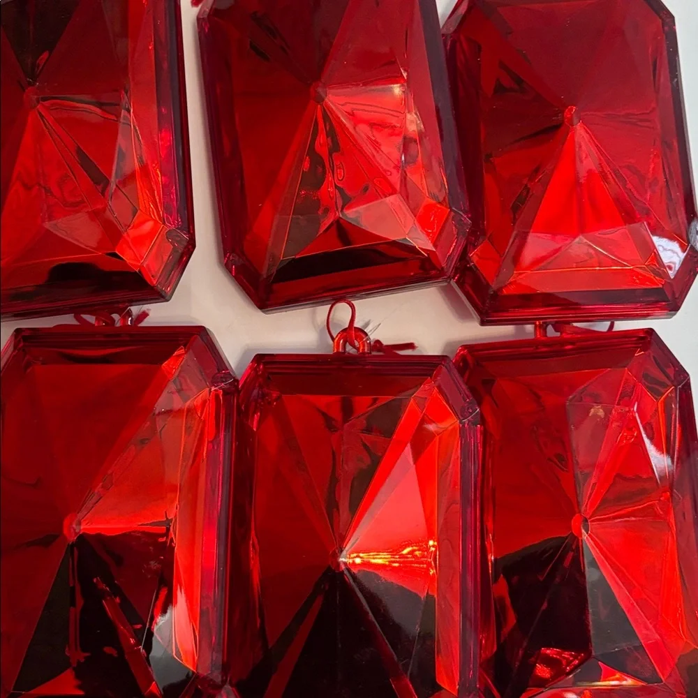Red Faceted Ornaments Red Gem Christmas Ornaments Set of 6 Red Acrylic Gems